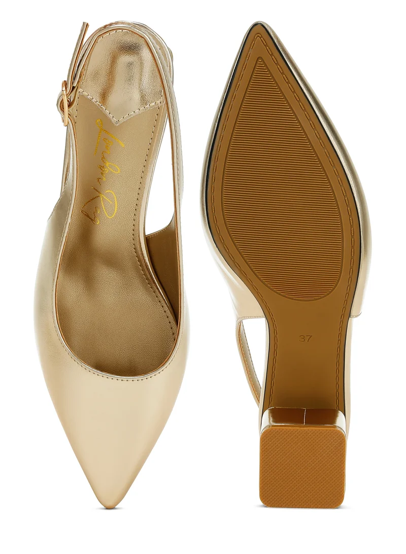 London Rag Metallic Faux Leather Slingback Sandals in Gold
