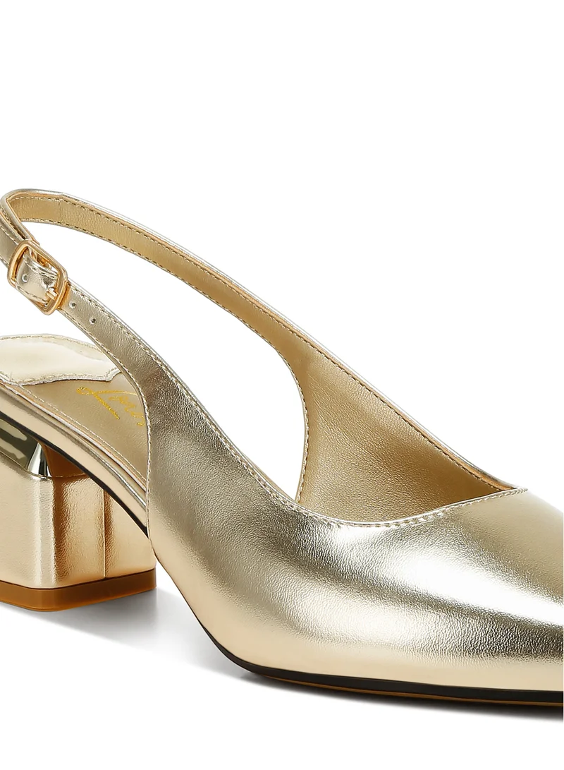 London Rag Metallic Faux Leather Slingback Sandals in Gold