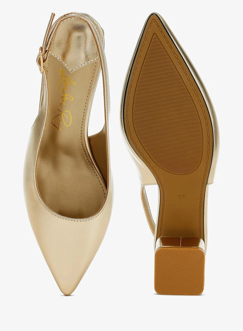 London Rag Gold Metallic Faux Leather Slingback Sandals in Gold for Women | Best Price UAE