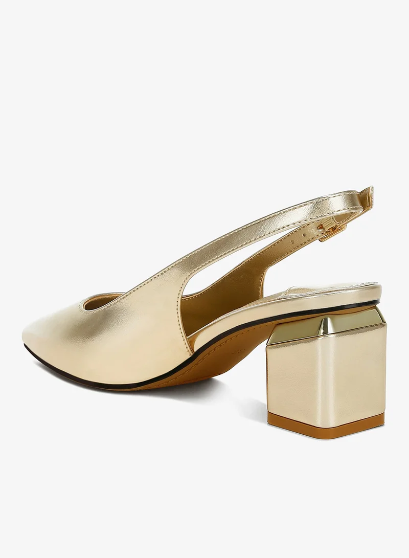 London Rag Gold Metallic Faux Leather Slingback Sandals in Gold for Women | Best Price UAE