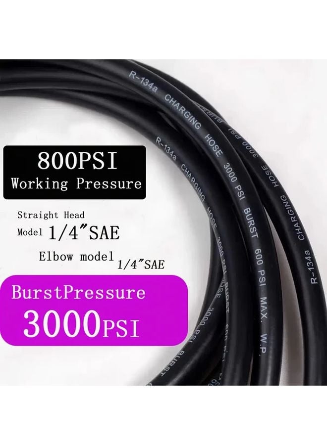 وصلة خرطوم شحن مبرد R410A سوداء مقاس 1/4 بوصة SAE، 3 قطع لمجموعة مقياس المانيفولد الخاصة بأنظمة التدفئة والتهوية وتكييف الهواء - Image 5