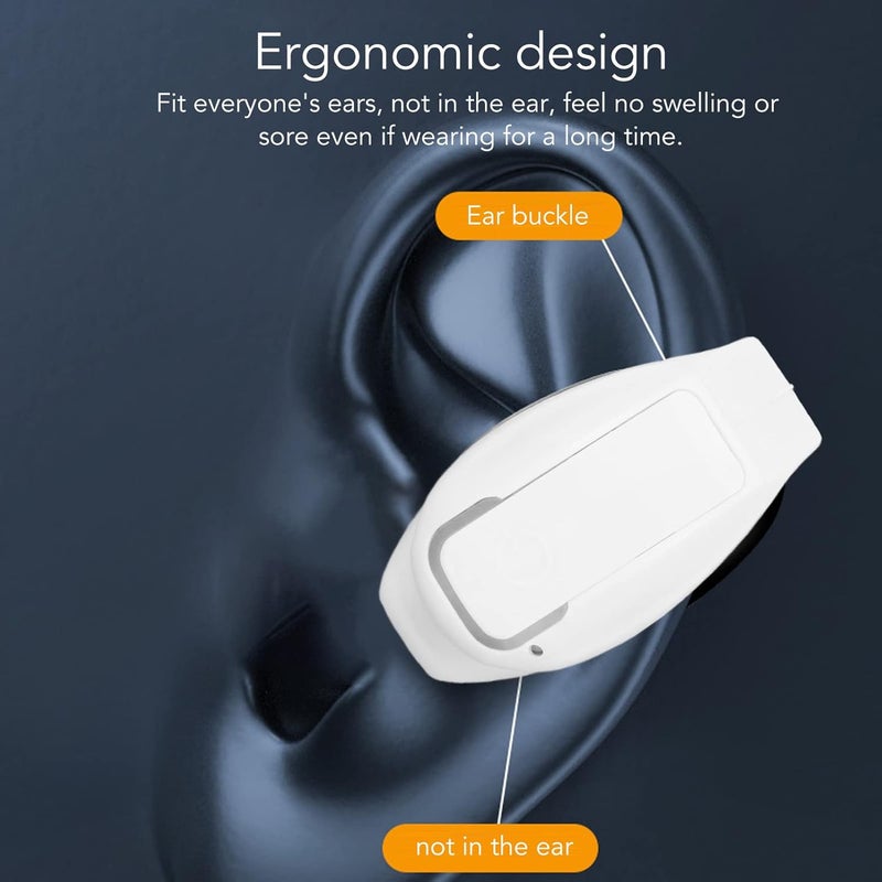 ciciglow Bluetooth Headphones Clip on Earbuds, Single Clip On Open Ear Headphones, Bluetooth 5.3 Head Set, One Design, for Running Cycling (White) - Image 4