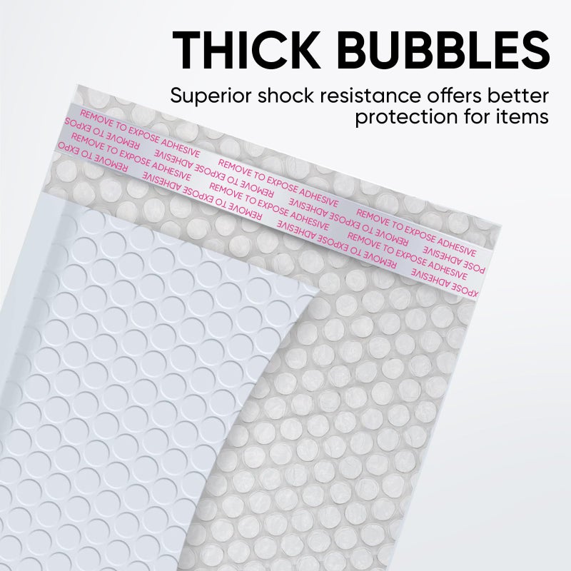 CHMI White Bubble Mailers 8.5 x 12 Inch 100 Pack, Usable Size 8.25X12 Inch Poly Mailers,Mailing Envelopes,Shipping Mailerï¼ŒOpaque Self Seal Adhesive Waterproof Bags for Packaging and Shipping. - Image 4