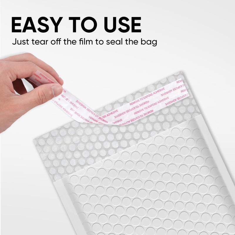 CHMI White Bubble Mailers 8.5 x 12 Inch 100 Pack, Usable Size 8.25X12 Inch Poly Mailers,Mailing Envelopes,Shipping Mailerï¼ŒOpaque Self Seal Adhesive Waterproof Bags for Packaging and Shipping. - Image 5