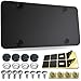 GNSZSN Stainless Steel License Plate Backing Black Heavy Duty Metal Reinforcement Plate for Car Tag Bending Protection with Screws Caps - Image 2