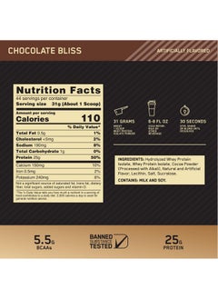 Health & Household Optimum Nutrition Gold Standard 100% Isolate, Chocolate Bliss, 3 Pounds, 44 Servings (Packaging May Vary)  - Image 2