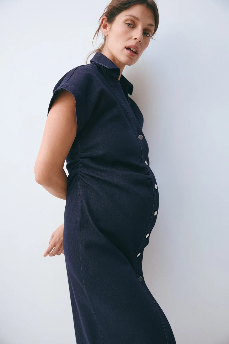 H&M  MAMA Short-sleeved denim dress for Women | Best Price UAE