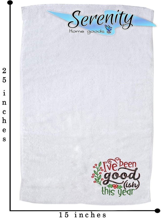 Christmas Decor | Decorative Kitchen and Bath Hand Towels | It's Beginning To Cost A Lot | XMAS Winter Novelty | White Towel Home Holiday Decorations | Gift Present (I've Been Goodish) - Image 2