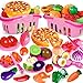 BAODLON 100 Pcs Play Food Set for Kids Kitchen Pretend Food Toy for Toddlers Play Kitchen Toys Accessories with 2 Baskets Cutting Fake FoodFruitVegetable Christmas Birthday Gifts for Boys and Girls - Image 2