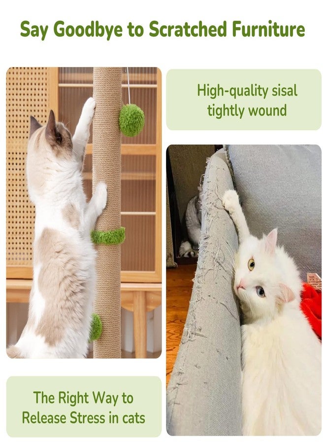 Woochpet 33" Tall Cat Scratching Post for Indoor Cats Premium Sisal Scratch Posts, with Cat Toys and Fun Mouse Holer for Cats at All Ages, Scratcher Tree with Reinforced Stable Base (Green) - Image 5