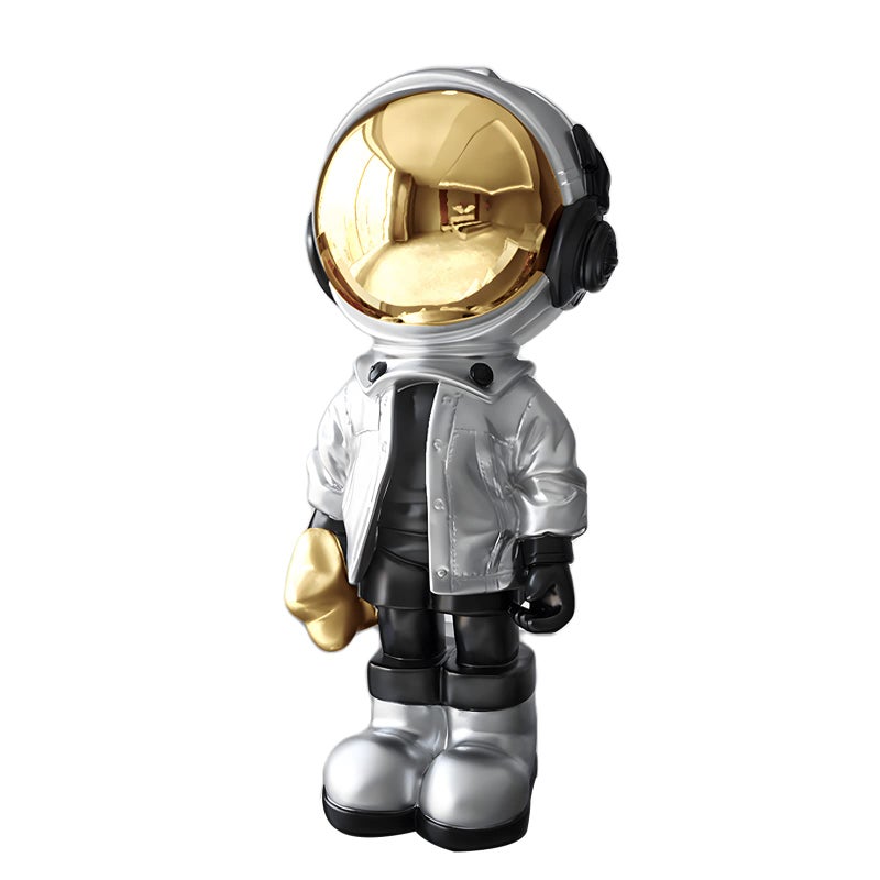 Dosker Astronaut Statues Spaceman Sculpture Polyresin Arts Gifts Silver Figurine Ornament Room Decor for MenHome and Crafts Desktop Accessories Tabletop Decoration Living Room Office Bookshelf