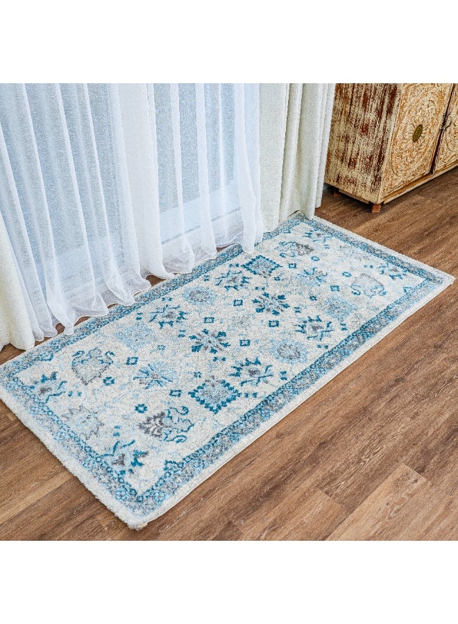 HANDPICKED FURNITURE Ultra Soft Area Carpets For Bed Room Living Room And Dining Room Anti-Slip Floor Carpets Easy To Clean 100 X 200 Cm 33 X 66 Ft Blue - Image 1