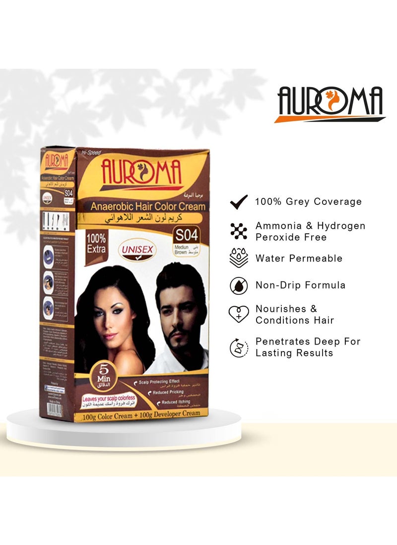 AUROMA Auroma Ammonia free Hair Color S04 Medium Brown  - Image 2