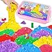 AtMini Play Sand with 6 Colored Sands of 11lbs Including a Sand Tray with Lid Sensory Toy Kits and Sand Art Kits for Kids Pink Tray - Image 2
