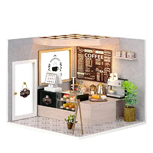 Flever DIY Miniature House Kit, Tiny Home Kit with LED Light, Mini House Build Craft Kits for Adults and Teens, Home Decor Creative Gift for Family/Friends (Leisurely Coffee Shop) - Image 1