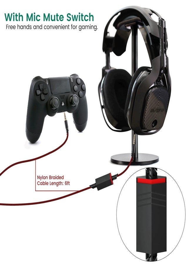weishan A40 Cord Replacement for Astro A10 A40 TR Gaming Headsets, 3.5mm(1/8") Red Audio Cable with Inline Mic Mute Switch for PS5 PS4 Xbox, 6ft Long - Image 4