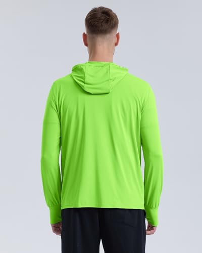 Locachy Mens UPF 50 Sun Protection Outdoor Lightweight Full Zip Hoodie Jacket Long Sleeve Fishing Hiking Performance Shirt Fluorescent Green XXL - Image 3