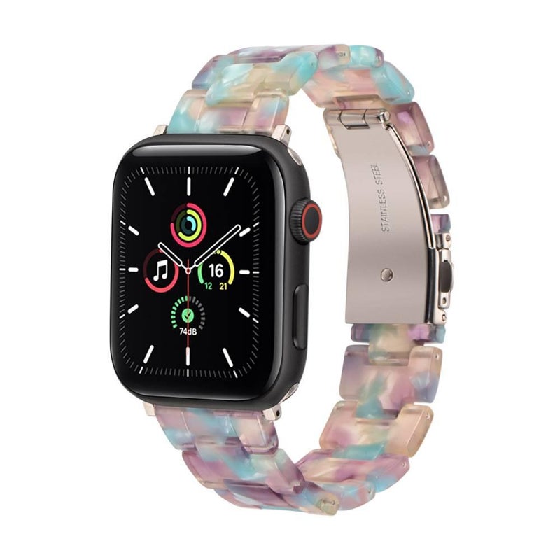 AD سوار ساعة ذكية سوار راتنج متوافق مع Apple Watch بملاءمة قابلة للتعديل وحزام بديل للاستخدام اليومي باللون أخضر قابل للتعديل باللون الأخضر - Image 4