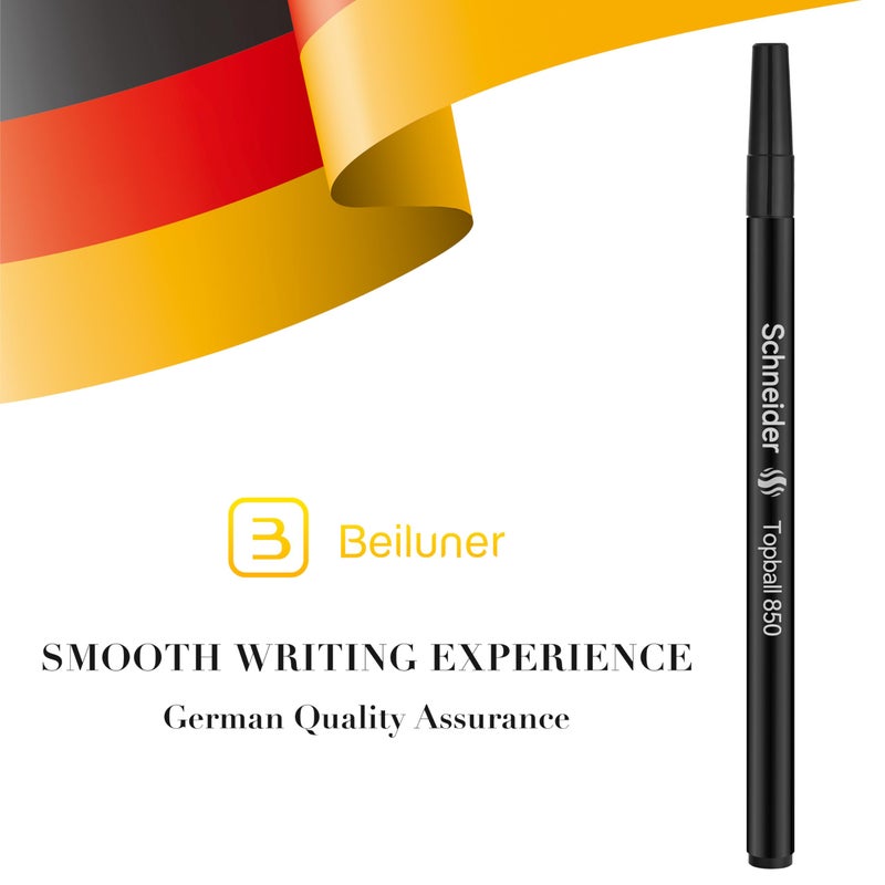 BEILUNER Schneider Rollerball Refill Black Fine - Smooth Writing Pack of 10 Rollerball Refills Designed for BEILUNER Pens - Safety Non Dry Roller Pen Refill F - Schneider 850 Size - Made in Germany - Image 2