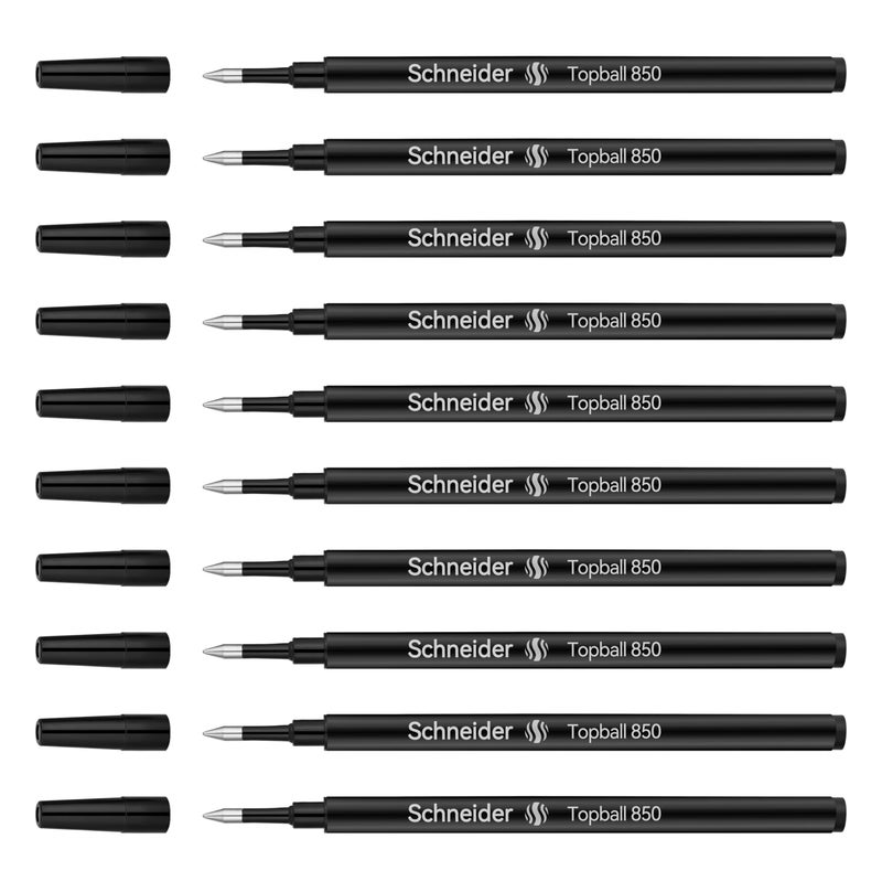 BEILUNER Schneider Rollerball Refill Black Fine - Smooth Writing Pack of 10 Rollerball Refills Designed for BEILUNER Pens - Safety Non Dry Roller Pen Refill F - Schneider 850 Size - Made in Germany - Image 1
