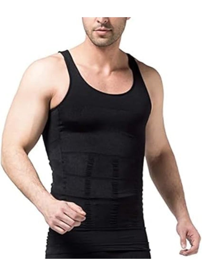 مشد بطن رجالي، سترة تنحيف للرجال، أسود، تقنية السيمليس، للجيم ومراكز التخسيس وما بعد العمليات الجراحية - Image 1