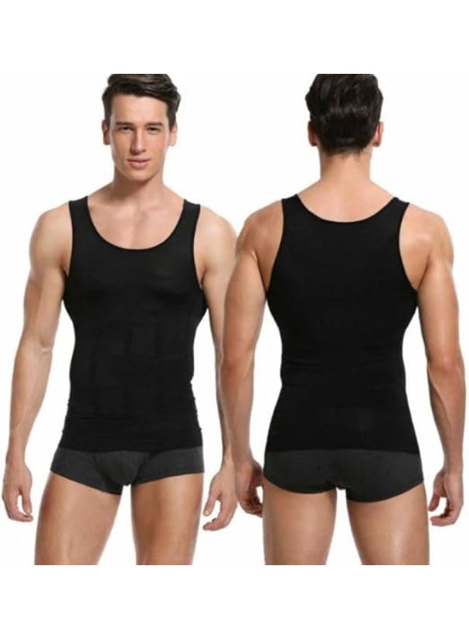مشد بطن رجالي، سترة تنحيف للرجال، أسود، تقنية السيمليس، للجيم ومراكز التخسيس وما بعد العمليات الجراحية - Image 2