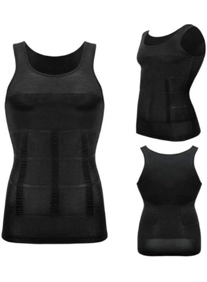مشد بطن رجالي، سترة تنحيف للرجال، أسود، تقنية السيمليس، للجيم ومراكز التخسيس وما بعد العمليات الجراحية - Image 3