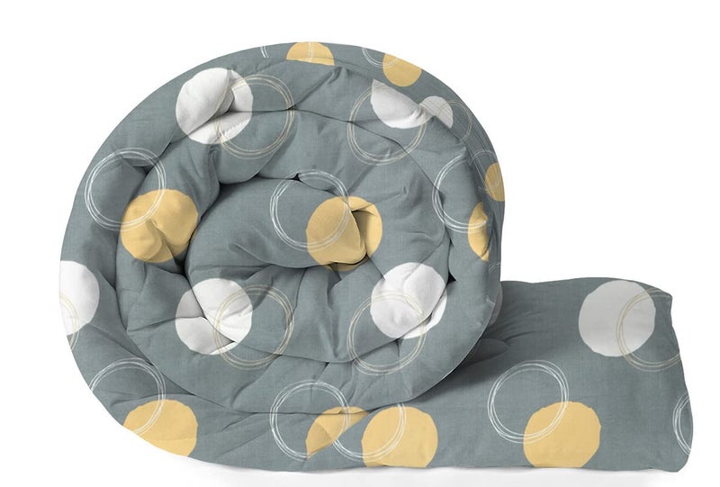 BSB HOME 300 GSM Cotton Large Cricle Printed AC/All Season/Summer Comforter Quilt Set King Size Double Bed with 1 Flat bedsheet-90x100 inch and Two Pillow Covers II 4 Pcs Comforter Set -Grey - Image 2