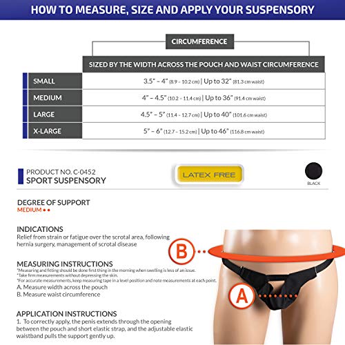 Champion Scrotal Suspensory, Breathable Sports Supporter, Mesh Jock for Men, Black, X-Large - Image 2