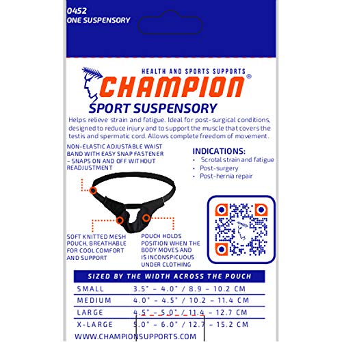 Champion Scrotal Suspensory, Breathable Sports Supporter, Mesh Jock for Men, Black, X-Large - Image 4