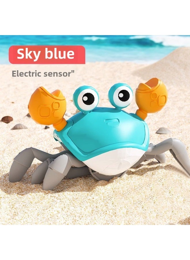 Electric Inductive Crab Toy For Children Rechargeable Glowing Music Crawling Gesture Electric Crab Street Stall Wholesale-Color:[Electric Induction] Crab-blue  - Image 1