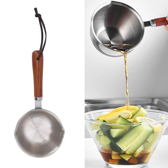SHREESAMP Stainless Steel Mini Soup Pot with Wooden Handle, Milk Pan, Portable Butter & Sauce Warmer, Small Saucespan for Home, Kitchen, Camping, Restaurant, and Breakfast Cooking (300 ml) - Image 5