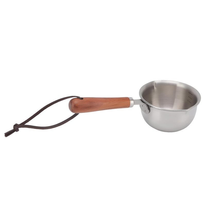 SHREESAMP Stainless Steel Mini Soup Pot with Wooden Handle, Milk Pan, Portable Butter & Sauce Warmer, Small Saucespan for Home, Kitchen, Camping, Restaurant, and Breakfast Cooking (300 ml) - Image 1