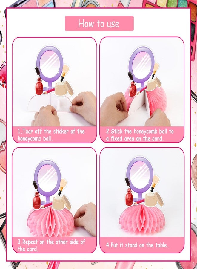Balterever Little Miss Threenager Birthday Decorations for Girls 8PCS Little Miss Threenager Birthday Honeycomb Centerpieces Makeup 3rd Birthday Party Decorations for 3 Year Old Girl - Image 5