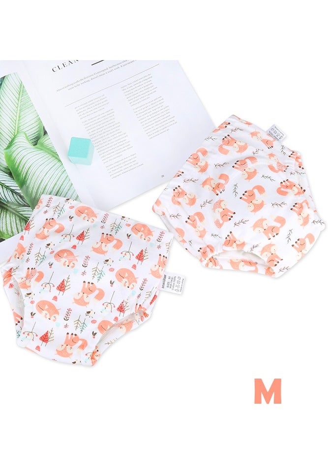 insular 2-Piece Cotton Training Pants for Baby, Size M, 6 Layers, Breathable and Washable Underwear with Lovely Fox Pattern for Toddler Potty Training, Orange  - Image 1