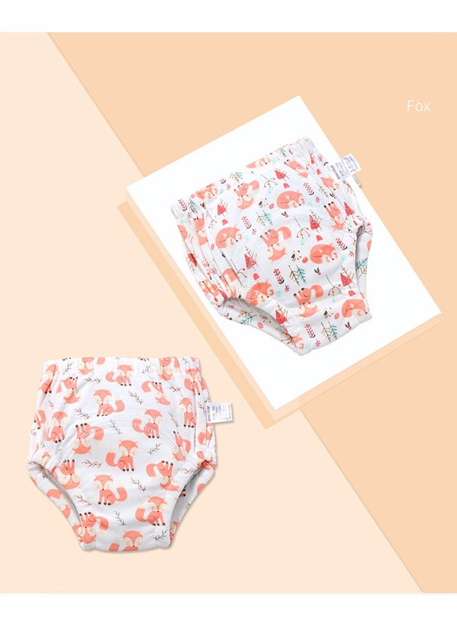 insular 2-Piece Cotton Training Pants for Baby, Size M, 6 Layers, Breathable and Washable Underwear with Lovely Fox Pattern for Toddler Potty Training, Orange  - Image 3