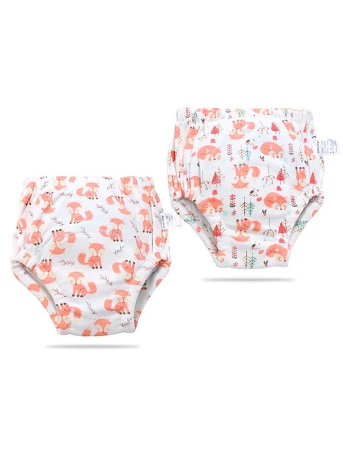 insular 2-Piece Cotton Training Pants for Baby, Size M, 6 Layers, Breathable and Washable Underwear with Lovely Fox Pattern for Toddler Potty Training, Orange  - Image 4
