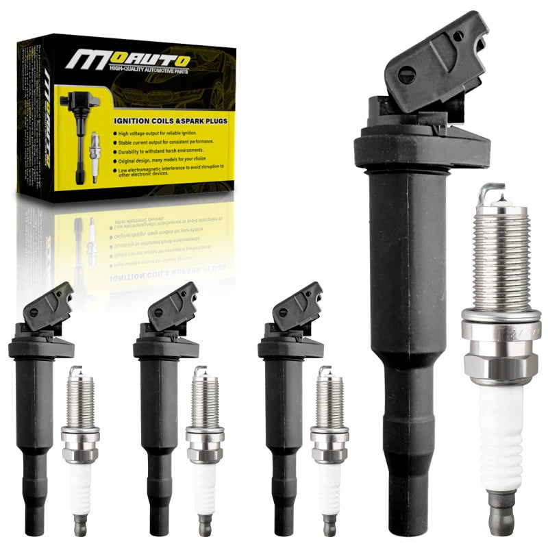 MOAUTO Set of 4 Ignition Coils Pack UF667 65830571 4 PCS Iridium Spark Plugs Compatible with BMW 228i 320i 328i 428i 528i X1 X3 X4 X5 Z4 xDrive GT Gran Coupe GC 20L