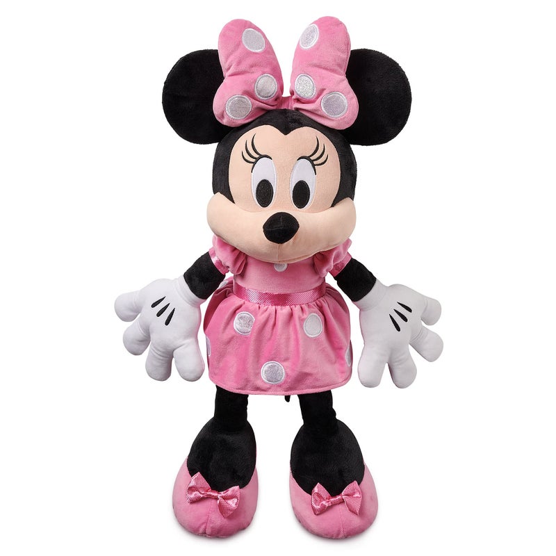 Disney store دميّة ميني ماوس الرسمية من متجر ديزني بفستان وردي كبير 21 14 بوصة، ألعاب محشوة ناعمة ومرحة للأطفال، مناسبة لجميع الأعمار - Image 2