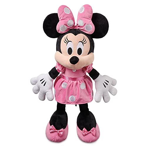 Disney store دميّة ميني ماوس الرسمية من متجر ديزني بفستان وردي كبير 21 14 بوصة، ألعاب محشوة ناعمة ومرحة للأطفال، مناسبة لجميع الأعمار - Image 1
