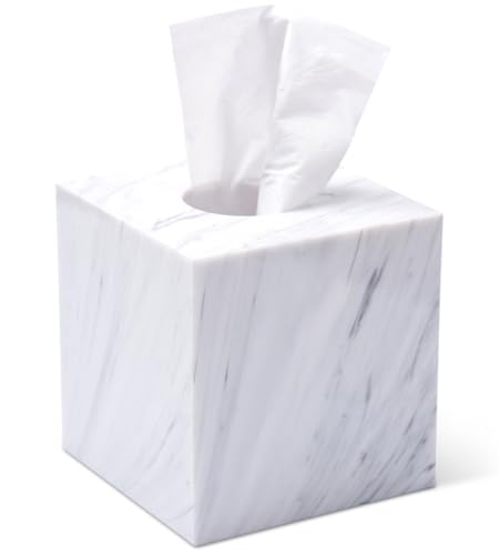 My Space Organizers حامل صندوق المناديل المربّع من الرخام لحامل المناديل في الحمام أو على الطاولة الجانبية في غرفة النوم أو غرفة المعيشة، ديكور زخرفي، منظم للمناديل في المرحاض، مربع رخام