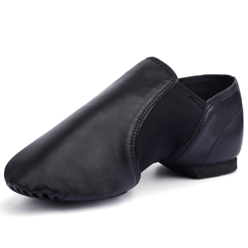 Linodes Unisex 006 PU Leather Upper Slip-on Jazz Shoe for Women and Men's Dance Shoes-Black 8M - Image 1
