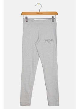 PUMA Kids Girl Sportswear Fit Brand Logo Training Leggings, Grey  - Image 1