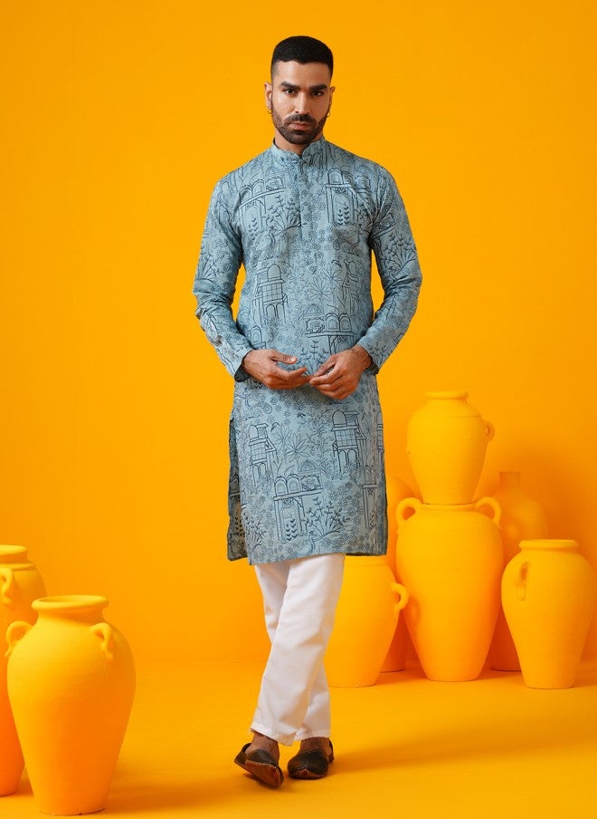 Sojanya Floral Embroidered Kurta and Pyjama Set for Men - Image 1