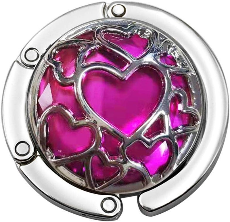 Grtdrm Multiple Hearts Style Premium Foldable Handbag Bag Purse Hanger Table Hook Holder (Pink) - Image 1