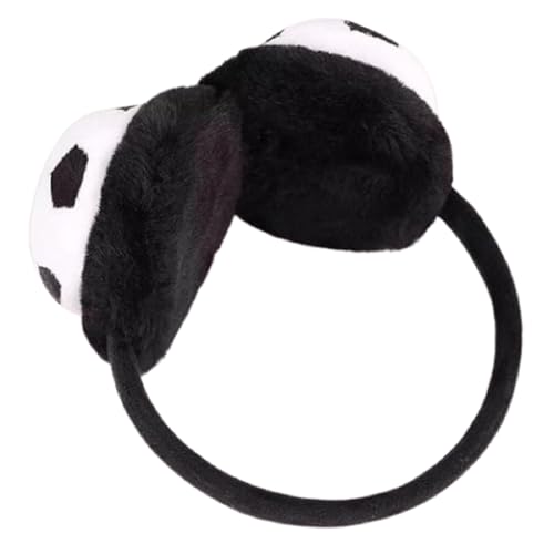 CAPITEUM Soccer Ball Design Winter Earmuffs for Kids, Red and Black, Plush Ear Warmers (Black) - Image 5