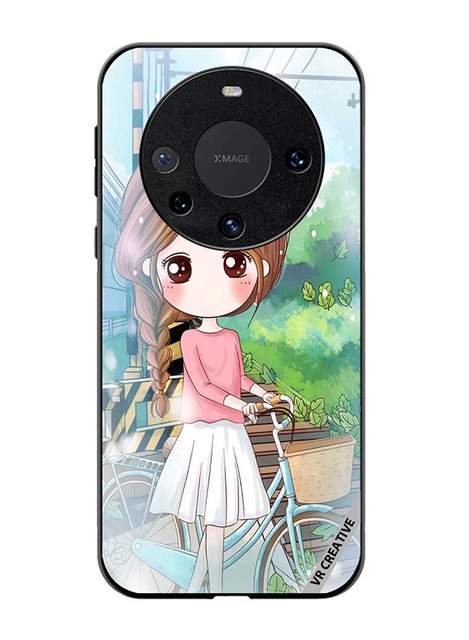 VR CREATIVE Protective Case Cover For Huawei Mate 60 Pro Girl With Cycle Design Multicolour - Image 1
