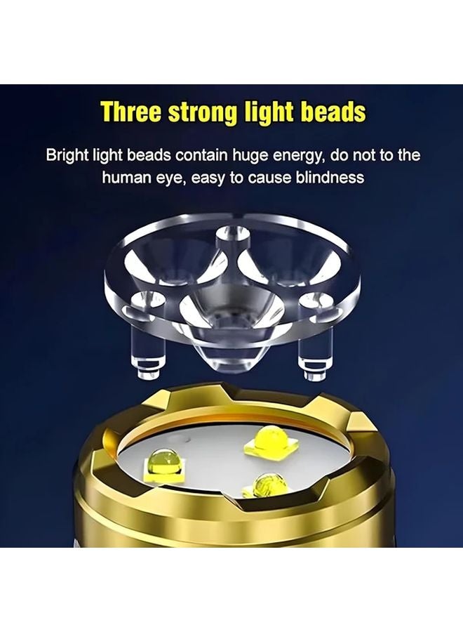 Black Three Eyed Monster Mini Flashlight 3LED Thumb Light Multiple Modes Rechargeable - Image 5