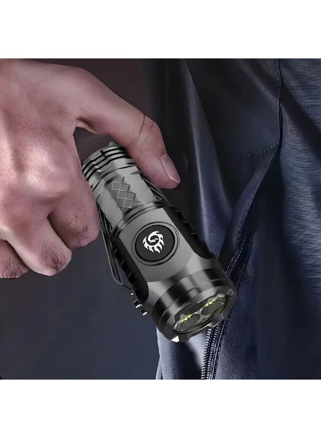 Black Three Eyed Monster Mini Flashlight 3LED Thumb Light Multiple Modes Rechargeable - Image 1