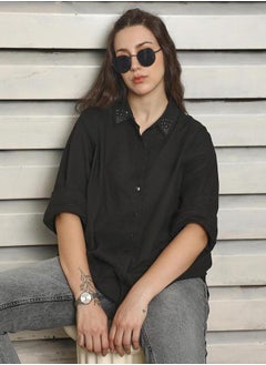 HIGH STAR Embellished Spread Collar Regular Fit Shirts by Styli  - Image 1